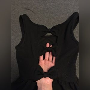 Girls black bow back dress